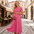 thumbnail image 6 of FchengtaiS Maternity Maxi Dress Short Sleeve Crewneck Pregnancy Dresses Summer Casual Loose Maternity Outfits for Baby Shower, 6 of 6