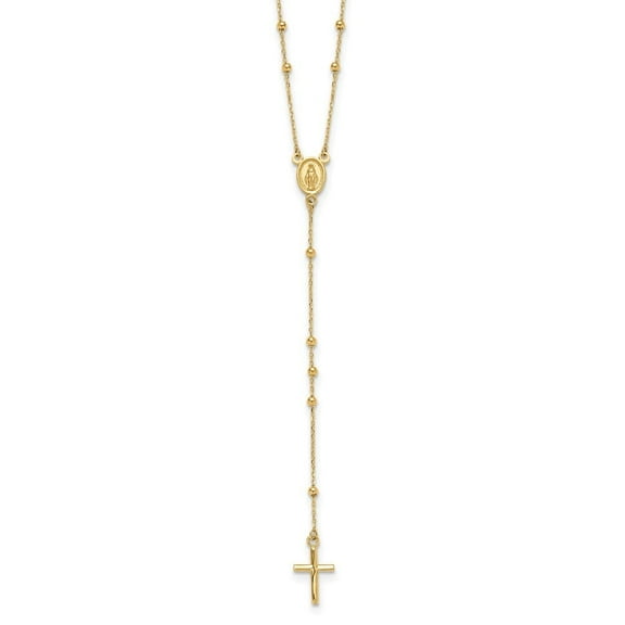 Auriga Fine Jewelry 14K Yellow Gold Polished Rosary Necklace for Women 24.5"