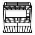 thumbnail image 4 of Bellemave Bunk Bed Twin XL Over Twin XL with Trundle, Heavy-Duty Twin XL Size Bunk Beds Frame with Full-Length Guardrail and Two Ladders, Metal Triple for Teens and Adults, Space-Saving, Black, 4 of 9