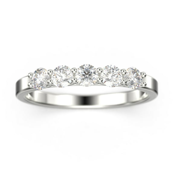 0.51ct Premier Five Stone Trellis Diamond Moissanite 10k White Gold Wedding Ring