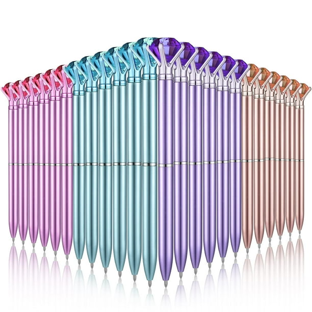 Gersoniel Juego de 24 Plumas Bolígrafos con Diamante de Cristal Tinta Negra