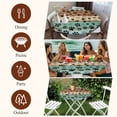 thumbnail image 7 of Teal Blue Brown Round Tablecloth, Fitted Table Cover with Elastic for 55"-60" Round Tables, Rustic Farmhouse Dog Paw Vintage Table Cloth Outdoor Indoor Dinning Party Waterproof Tablecloths, 7 of 7