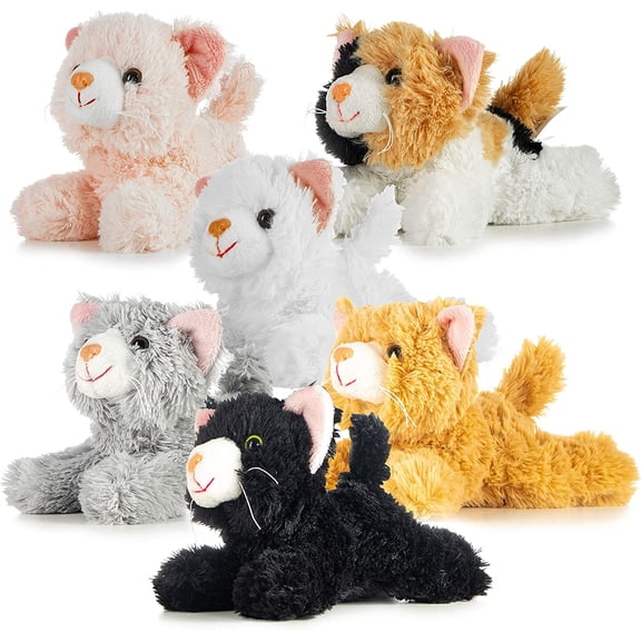 Prextex 6 Inch Plush Cats Realistic Pack of 6