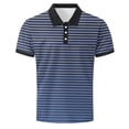 thumbnail image 4 of VgaVtl Short Sleeve Mens Polo Shirts Summer Big and Tall Collared Vacation Button Casual Teeshirts for Men Striped, 4 of 5