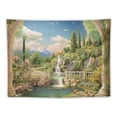 thumbnail image 5 of ONETECH Beautiful Eden Palace Balcony Garden Tapestry Lake Mountain Scene European Vintage Building Nature Landscape Wall Hanging Aesthetic Tapestry for Bedroom Living Room Dorm Art Blanket, 5 of 7
