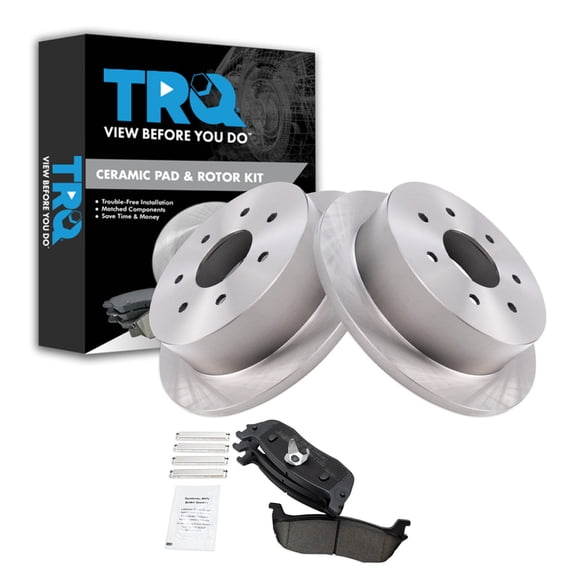 TRQ Rear Brake Pad and Rotor Set Ceramic Fits 1997-1999 Ford F-250 2000-2003 F-150 2004 F-150 Heritage