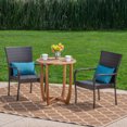 thumbnail image 2 of GDF Studio Danyella Outdoor Acacia Wood and Wicker 3 Piece Bistro Set, Teak and Multibrown, 2 of 13