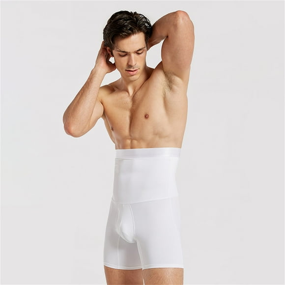Men's Breathable Double Layer Waist Lifting Hip And Leg High Waisted Shaping Pants Five Pants