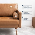 thumbnail image 6 of Vonanda 73'' Faux Leather Couch Sofa, Mid-Century Modern 3 Seaters Upholstered Couches with Bolster Pillows for Living Room, Breathable Lounge Sofa for Small Apartments, Home Office, Caramel, 6 of 8