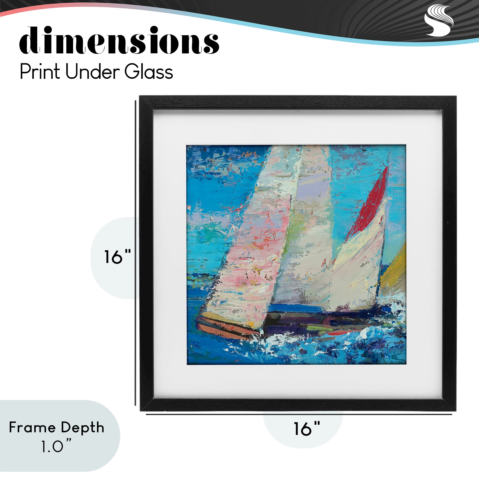 Stupell Industries Expressive Sailboats on Waves Black Framed Print Under Glass, design by Beth A. Forst