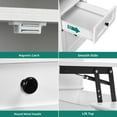 thumbnail image 4 of Dextrus L Shaped Desk with Drawers & Lift Top , 60" Corner Computer Desk with Power Outlet & LED Lights, Office Desk Game Desk with Monitor Stand & File Cabinet, White, 4 of 9