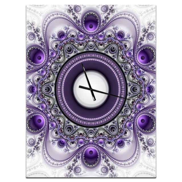 DesignArt Grande Horloge Murale à Motif Fractal Violet avec Cercles