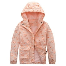 Hiheart Girls Hooded Rain Jacket Kids Waterproof Fleece Lined Raincoat Pink 5-6 Years