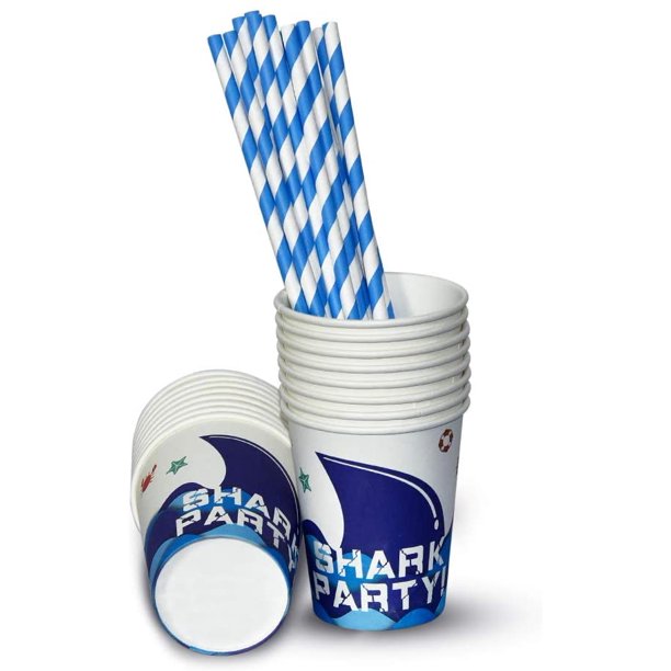 HTAIGUO Shark Party Supplies Set - Blue Ocean Pool Party