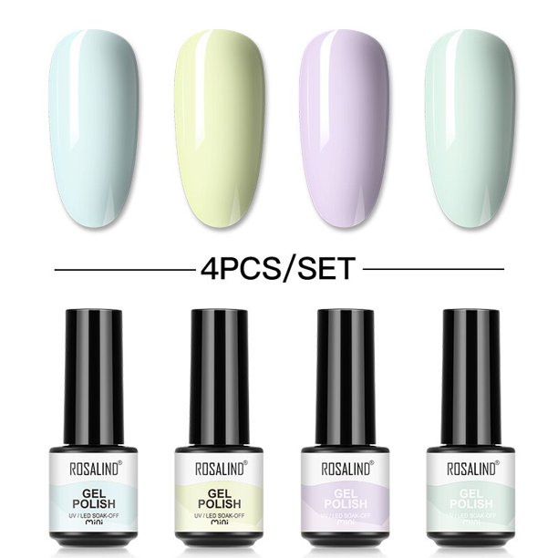ROSALIND 7ML 4/6 Uds. Juego de esmaltes de uñas en Gel, juegos de uñas con purpurina para manicura, juego de esmaltes de uñas semipermanentes UV coloridos para Maincure Tan Jianjun unisex