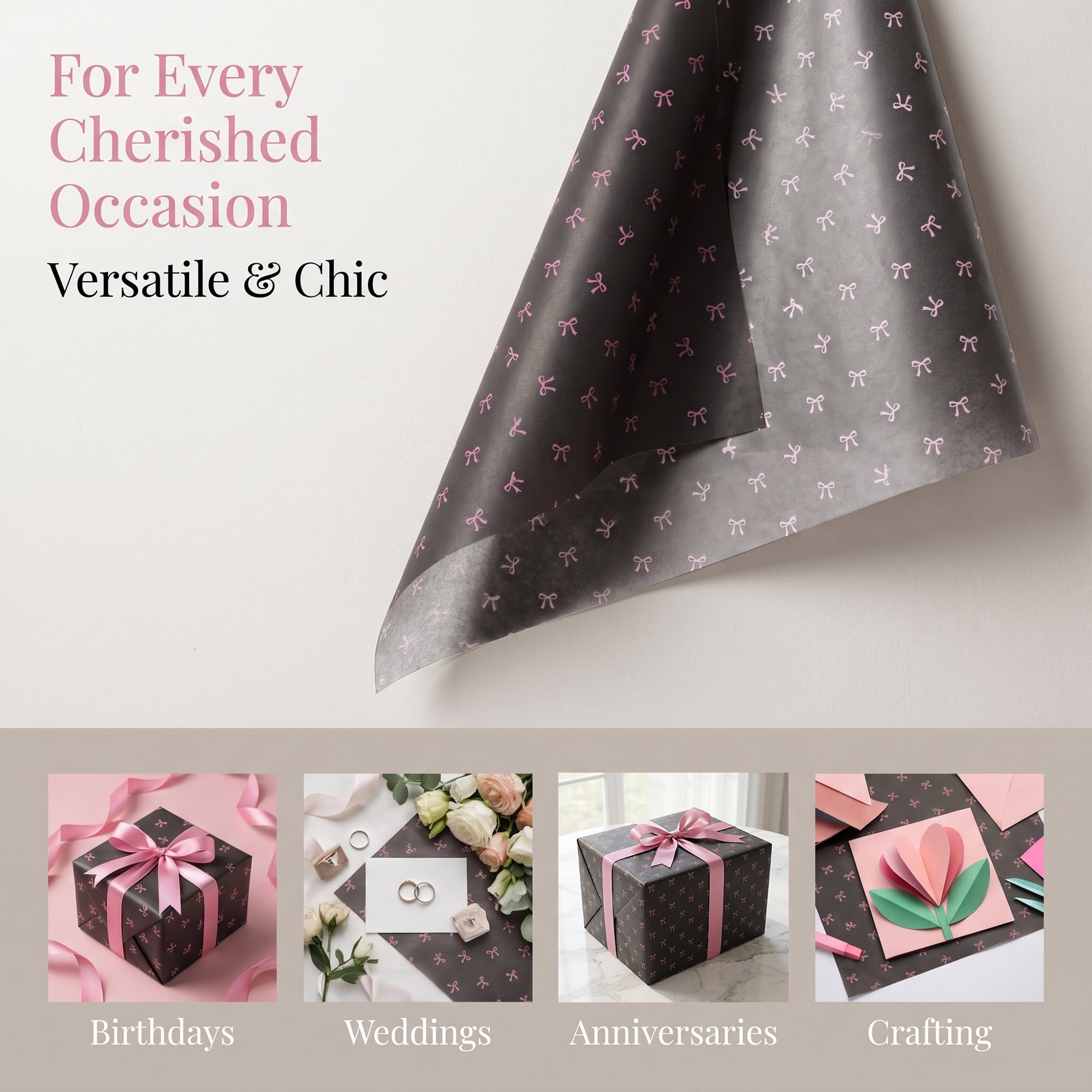 Unique Bargains Gift Wrapping Paper Sheets for All Occasions Black Butterfly 27.6"x 19.7"