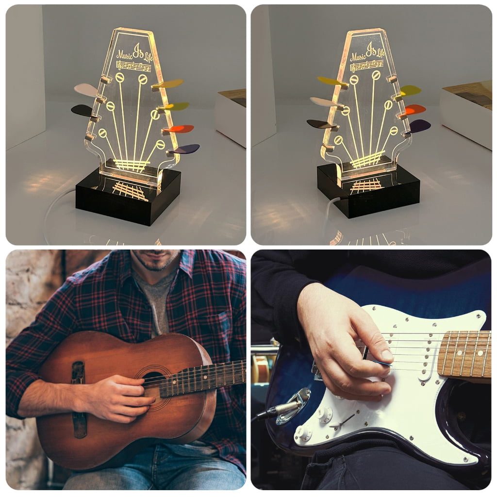 Oasiva Clear Guitar Pick Stand Pick Box with Base Guitar Pick Holder Guitar Pick Display Case, Acrylic Guitar Display Easel