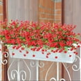 thumbnail image 3 of Morttic 8 Pcs Fake Fall Flowers Artificial Plants Outdoor Camellia UV Resistant Faux Plastic Flowers Greenery Shrubs Hanging Planter for Home Kitchen Garden Patio Window Decor (Red), 3 of 14