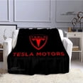 thumbnail image 3 of Manta con estampado de logotipo de Tesla, manta cálida con brida, suave y cómoda, forros de cama, regalo de cumpleaños, 3 of 4