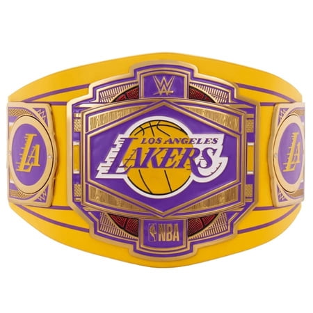 Los Angeles Lakers Championship Belt Metal Plates Hand-Tooled Leather Strap Adult Size Collectible