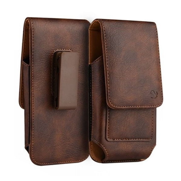 Luxmo Belt Holster for Samsung Galaxy A15 5G, Vertical PU Leather Phone Clip Pouch Carrying Wallet Case with Magnetic Closure and Card Slots - Brown