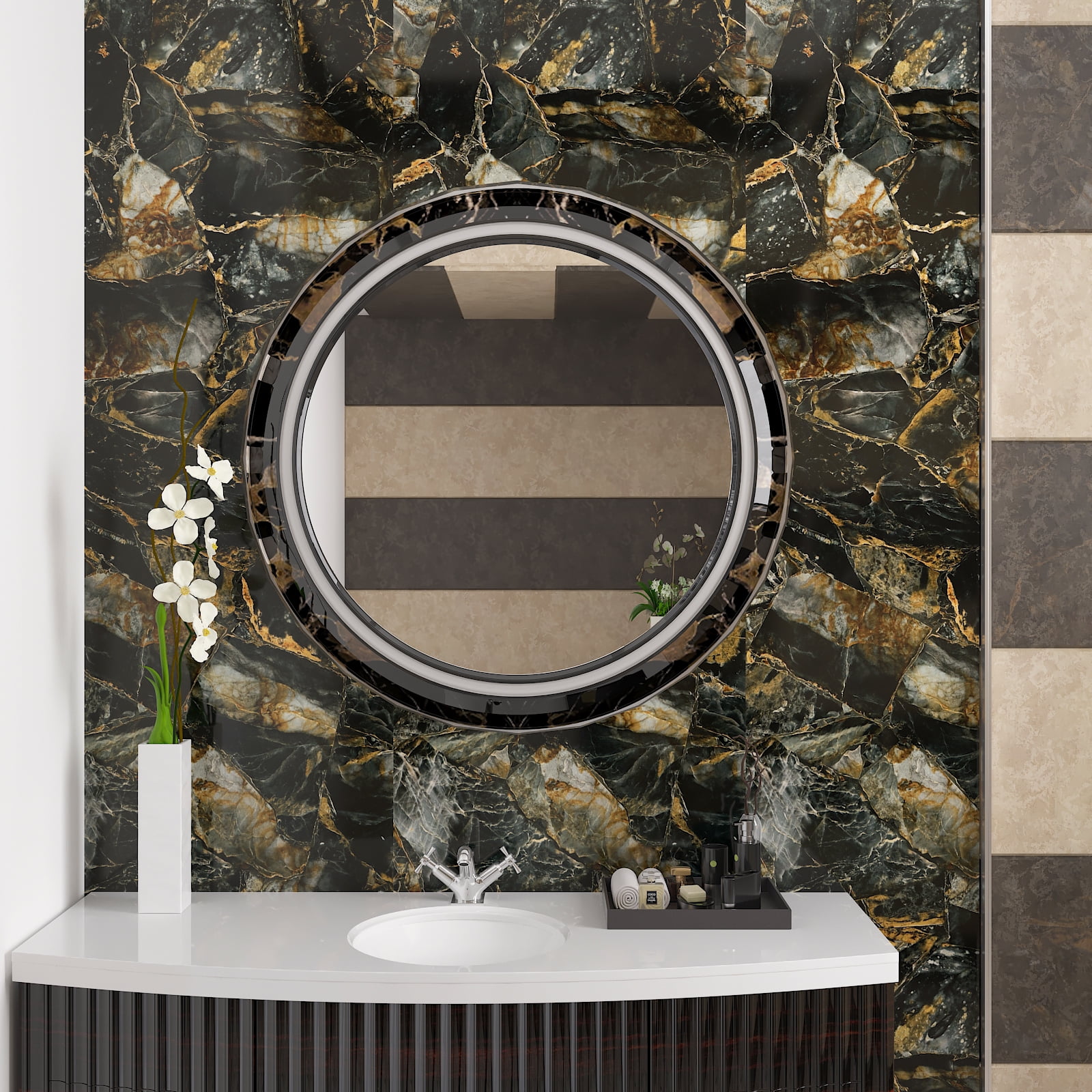 CHIHUT Black Gold Mable Peel and Stick Countertop 17.7"x236" Self Adhesive Marble Wallpaper Waterproof