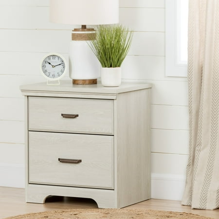 South Shore Versa 2-Drawer Nightstand - End Table with Storage Winter Oak