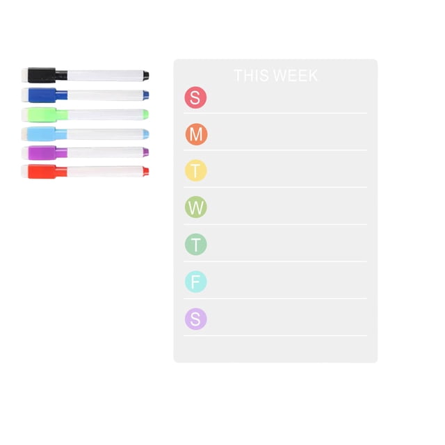 SIfdSeng Get it Fast Acrylic Weekly Agenda Whiteboard Writing Board Transparent Hanging Refrigerator Planning Board 5Ml