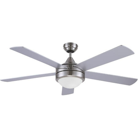 Preston 52 Inch S 5 Blade Dual Mount Brushed Nickel Ceiling Fan With Light And Reversible Blades Canada Preston 52 Inch S 5 Blade Dual Mount, Grey Blade Ceiling Fan