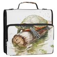 thumbnail image 2 of Haosy 3 Ring Zipper Binder with Shoulder Strap Waterproof Trapper Keeper 2 Inch D-Ring 500 Sheets Capacity, Turtle on Wooden Pile, 2 of 8