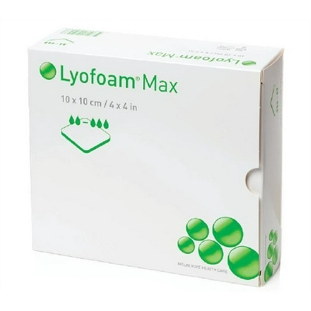 Lyofoam Max Polyurethane Foam Dressing, 4 X 4 Inch Square, Molnlycke