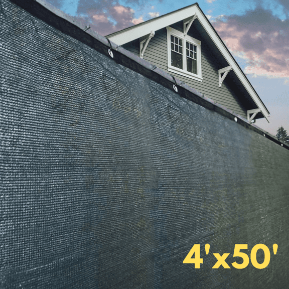 JM Gardens 4 ft x 50 ft Fence Privacy Screen Mesh Windscreen HDPE Cover Black