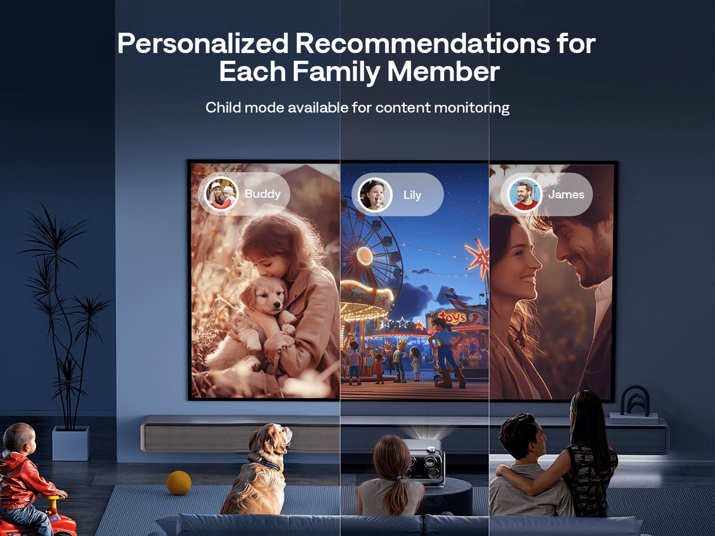 Aurzen Google TV Projector with WiFi and Bluetooth, 4K Supported Portable Proyector with Real-Time Focus & Keystone, DoIby Audio & 20W Speakers, 500 ANSI Lumens, Black