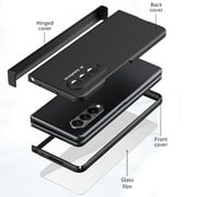 Samsung Galaxy Z Fold 3 5G Case with Tempered Glass Screen Protector, Dteck Ultra Thin Full Protection Cover Hard PC Anti-Scratch Shockproof Protective Phone Case for Samsung Galaxy Z Fold 3, Clear