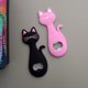 thumbnail image 1 of 2-pack söta kattflasköppnare (svart, rosa) magnetisk kattformad PVC-plast/metallflasköppnare, 1 of 5