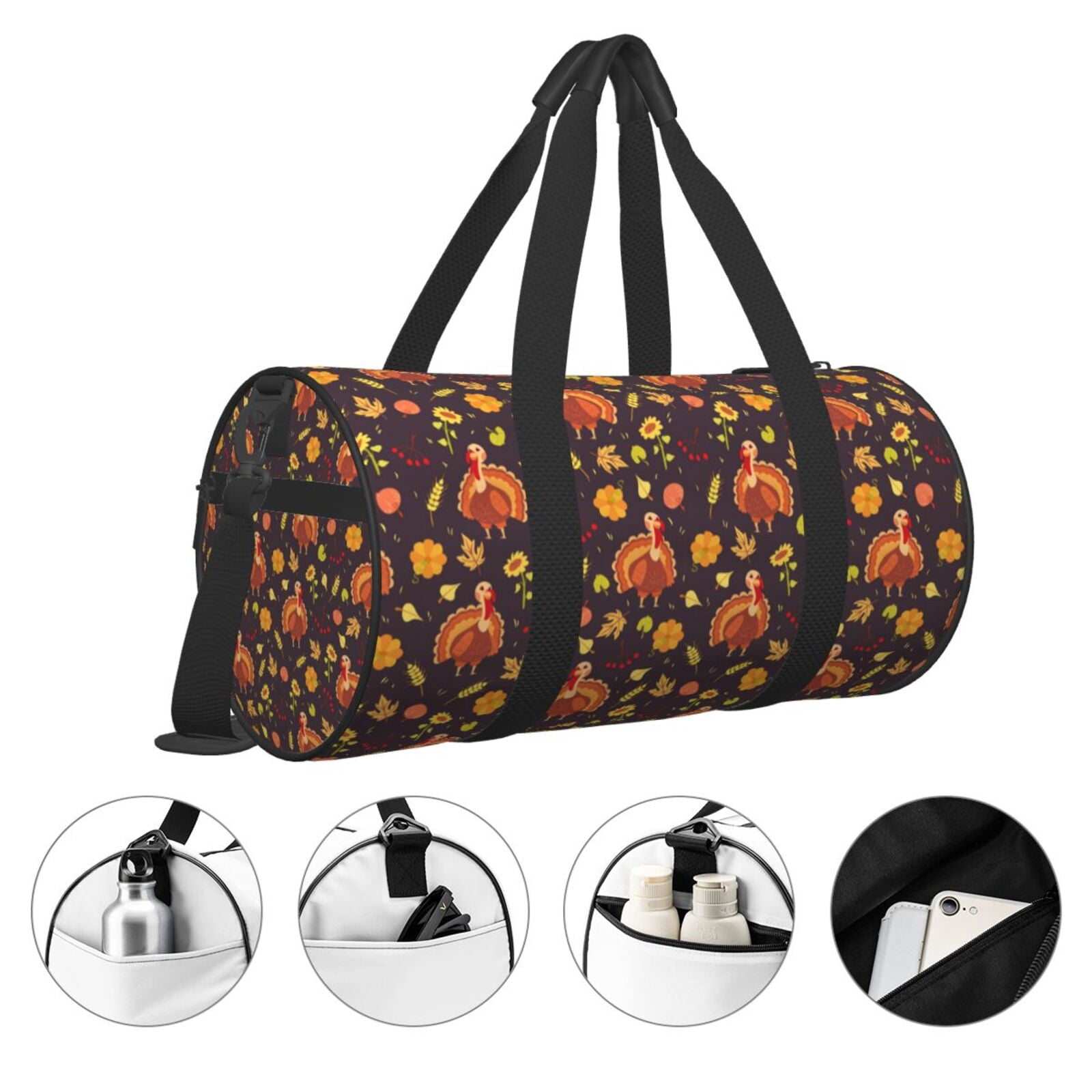 Vsdgher Turkey Bird 45L Foldable Duffel Bag, Sports Gym Bag,Overnight Bag, Portable Weekender Bag for Airplanes
