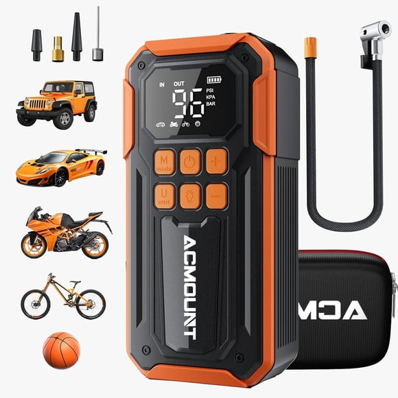 Gonfleur de Pneus Portable, Compresseur d'Air 160 Psi, Pompe à Air pour Pneus, Gonfleur 6X Plus Rapide avec 5 Modes, Alimentation d'Urgence