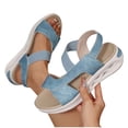 thumbnail image 4 of Hopeusnice Sandals for Women Thick-Soled Heel Breathable Non-Slip Open Toe Trendy PU Materials Summer Shoes Soft Women's Sandals Slip-Resistant Walking Shoes Sky Blue 43, 4 of 4