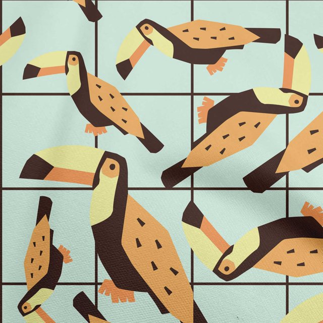 oneOone Polyester Spandex Black Fabric Tropical Toucans Birds Sewing Material Print Fabric By The Yard 56 Inch Wide