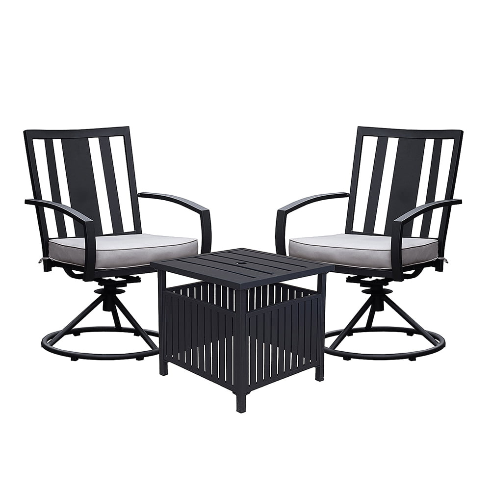 Kadyn Steel Bistro Dining Table, Outdoor Leisure Coffee Table with Umbrella Hole, Square Umbrella Table for Garden, Black Kadyn Steel Bistro Dining Table, Outdoor Leisure Coffee Table with Umbrella Hole, Square Umbrella Table for Garden, Black