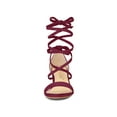 thumbnail image 6 of BLISSFUL STEP Women's Open Toe Lace up Sandals Mid Block Heels Sandals Burgundy 6, 6 of 7