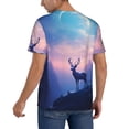 thumbnail image 2 of Zufioo Night Sky Elk Print Men's Baseball Short Sleeve, Moisture Wicking Button-Down Hip Hop Tee-3X-Large, 2 of 7