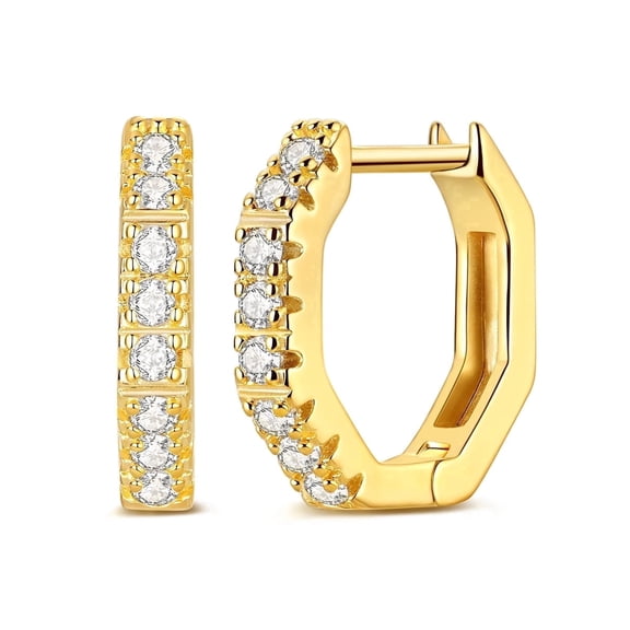 NARMO Original Polygon 925 Sterling Silver Hoop Earrings AAA CZ Women Jewelry Gift