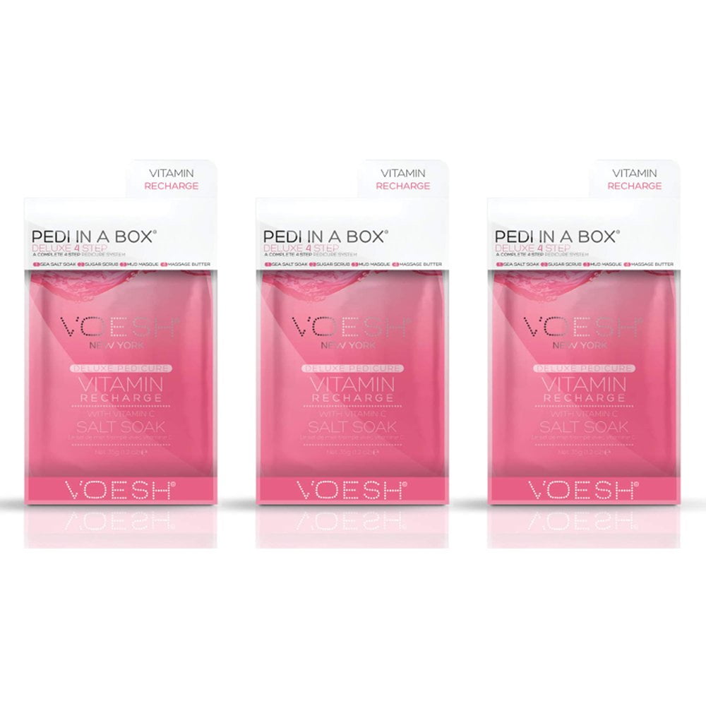 Voesh Pedi In A Box 4 In 1 Deluxe Vitamin Recharge Pink Grapefruit Pack Of 3