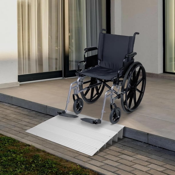 Historyli Rampa de aluminio de 5 segmentos para puertas,rampa portátil para silla de ruedas,rampa de entrada antideslizante para scooters de movilidad y andadores,color plateado.