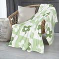 thumbnail image 2 of ZNDUO Green Checkered Flower Pattern Pattern Thickening Blanket, Fluffy Soft Cozy Flannel Throw Blankets, 40"x30" Inches, 2 of 8
