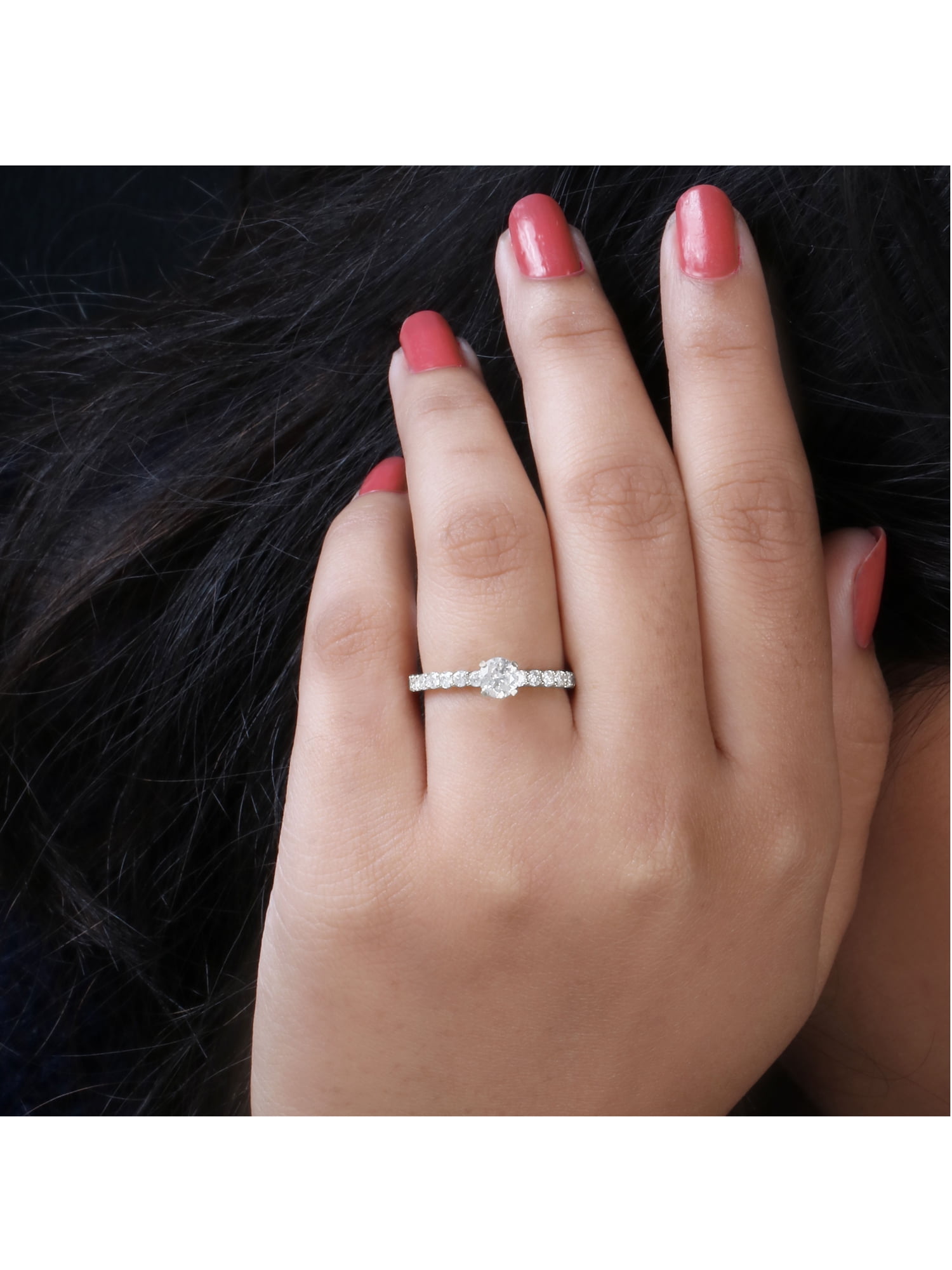 1 Carat T.W. Diamond Classic 14kt White Gold Engagement Ring