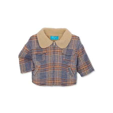 

Denim Bay Toddler Girls Flannel Jacket with Faux Sherpa Lining Sizes 12M-5T