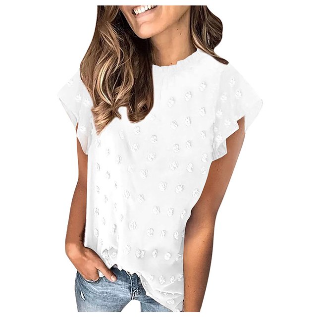 CHGBMOK Hauts Grande Taille pour Femmes, Mode Décontractée, Été, Décontracté, Col Rond, Manches Courtes, Sexy, T-Shirt, Plage, en Solde