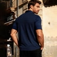 thumbnail image 3 of Kixjoy Blue Shirts for Men Short Sleeve Button Down Big and Tall T Shirts Collared Lounge Soft Dress Shirt Lightweight Soild Trendy T-Shirts with Pockets, Navy M, 3 of 4